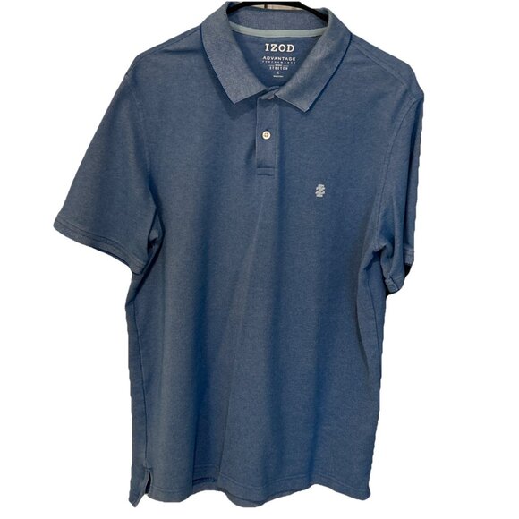 IZOD Advantage Performance Men's Size Large Solid Blue Short Sleeve Polo Shirt - Picture 5 of 5